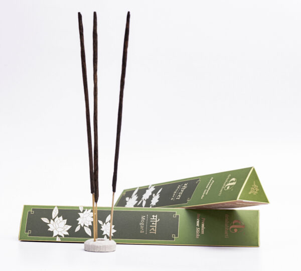 mogra agarbatti photo, jasmine incense stick image, green agarbatti box, clean white background product shoot, amazon product image, incense stick e-commerce shoot