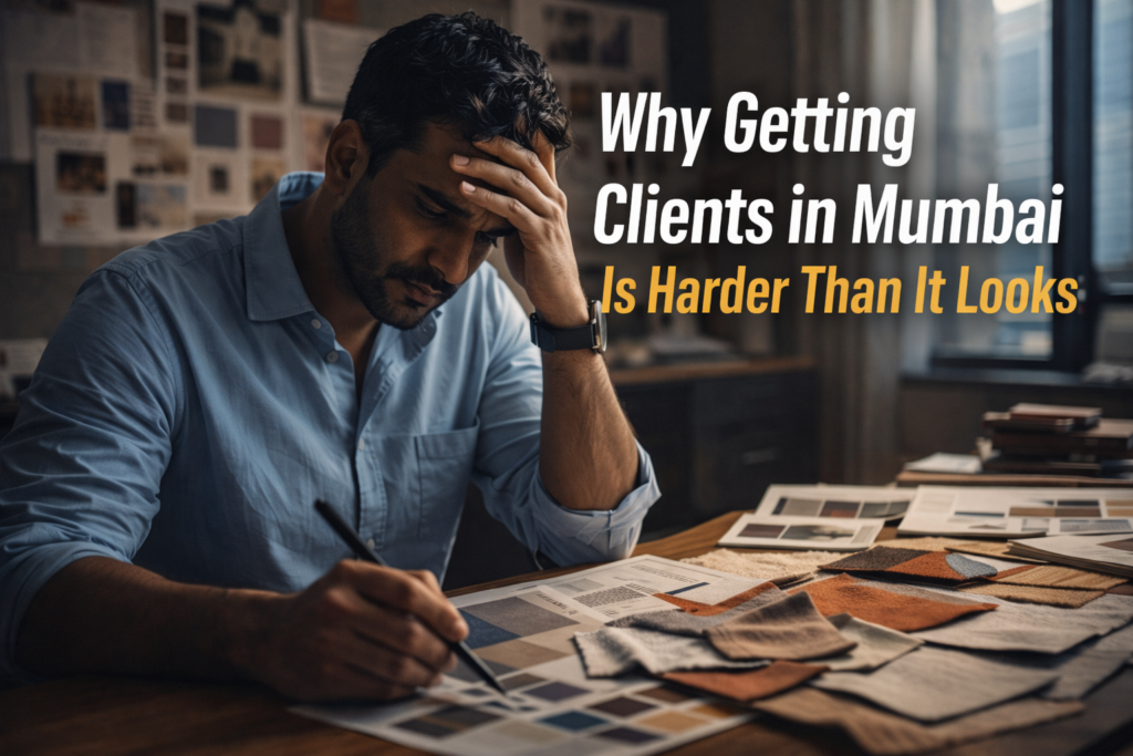 Interior design brand identity with logo card, color palette and mood board on marble desk