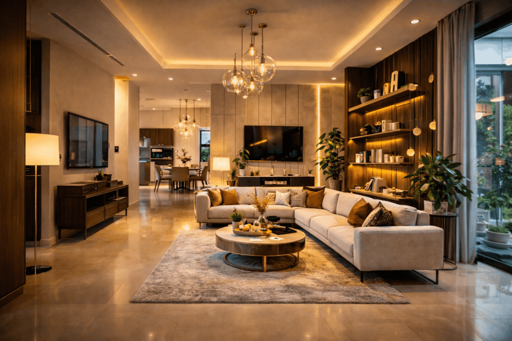 Luxury modern interior design captured in cinematic video for social media marketing.