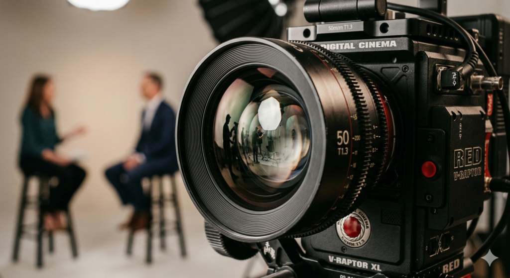 Professional drone videography by Cinematic360 capturing a wide cinematic view of a corporate campus at sunset.