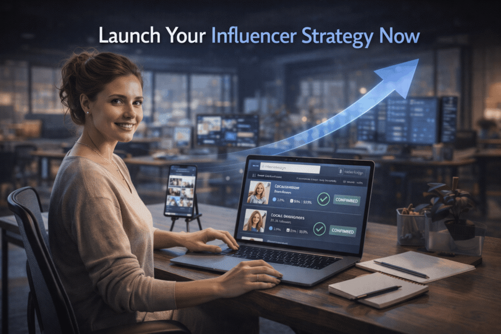  Interior designer confidently launching and managing influencer marketing strategy to acquire more clients