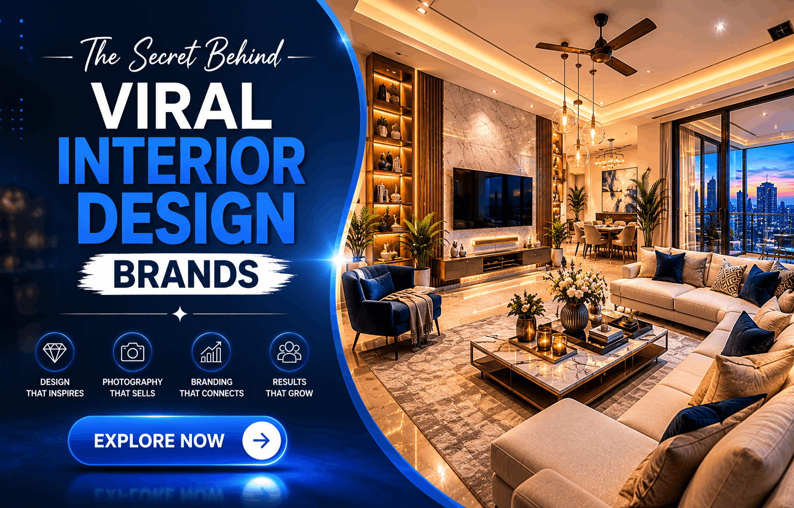 Comparison of low quality vs professional interior design photography for social media