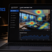 Real estate video analytics heatmap dashboard showing viewer engagement on property video tour
