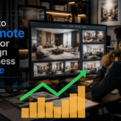 Interior designer working on online marketing strategy for interior design business