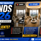 Comparison of candid realistic, styled aspirational, and AI-generated real estate photography approaches for Mumbai properties
