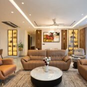 Cinematic living room interior photography showcasing luxury furniture, layered lighting and modern interior design